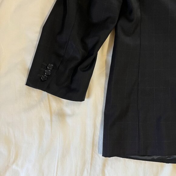 Reda Super 100's Italian Made Navy Blue Plaid Suit Jacket | Size 40 - Picture 10 of 10
